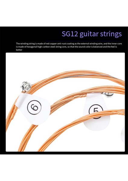 Shuffle 6pcs Folk Gitar Stresi Pas Dirençli Karbon Çelik Kırmızı Bakır Gitar Dizeleri SG12 Ahşap Gitar Dize Seti (Yurt Dışından) modelleri