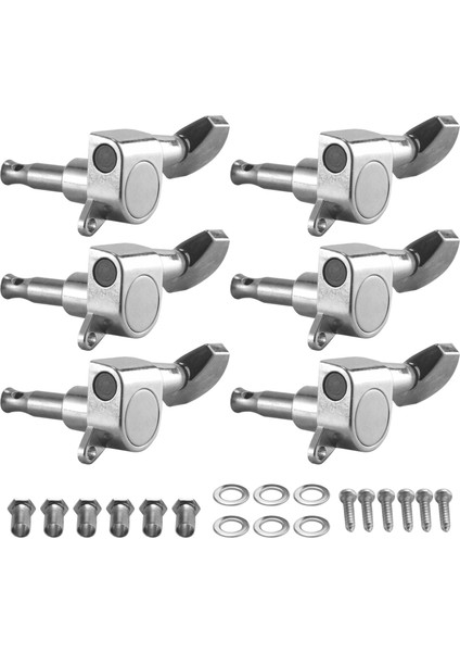 Akustik Elektro Gitar Gitar Parçaları Için Gitar Mühürlü Küçük Peg Tuning Pegs Tuner Makine Başlıkları (Gümüş 6r) (Yurt Dışından)