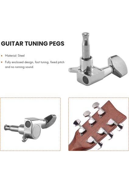 Akustik Elektro Gitar Gitar Parçaları Için Gitar Mühürlü Küçük Peg Tuning Pegs Tuner Makine Başlıkları (Gümüş 6r) (Yurt Dışından) indirimleri