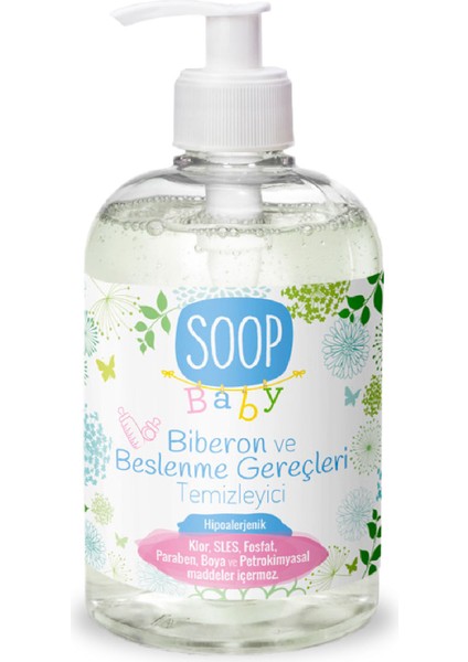 Bebek Biberon ve Beslenme Gereçleri Temizleyici 4 x 500 ml | Bitkisel Sabun Bazlı | Hipoalerjenik