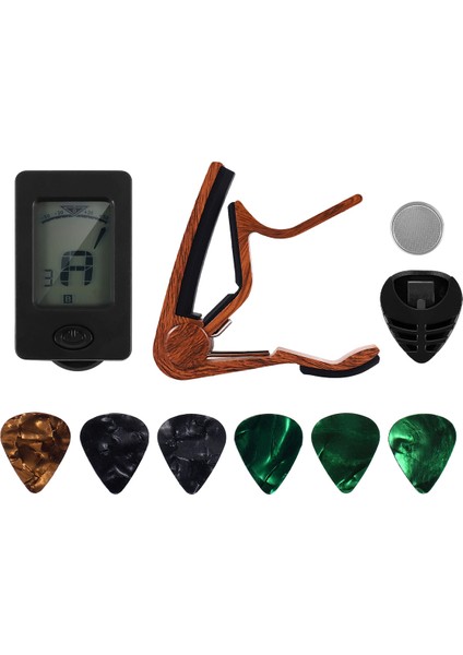 Gitar Capo Tuner Ukulele Violin Için Uygun Elektrikli Bass Akustik Gitar Sicks ve Pick Tutucu Gitar Aksesuarları (Yurt Dışından)