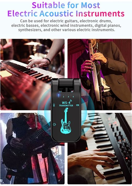 Yeni 2.4g Guitar Kablosuz Alıcı -Veren Elektrikli Blow Piles Ses Iletim Alıcı -Iletici 8 Kanal Süre 10 Saat A (Yurt Dışından)