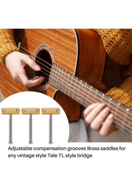 Gitar Telafi Edilmiş Köprü Pirinç Eyerler Seti 10.8mm Stil Köprü Eyer Tl Stili 6 Dizeler Elektro Gitar Parçası (3pcs) (Yurt Dışından) fiyatları