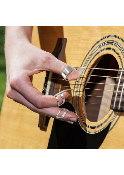 8pcs Gitar Başparmak Parmak Paslanmaz Çelik Gitar Seçimleri Elektro Gitar Bas Ukulele (Gümüş) Için Plastik Kılıf (Yurt Dışından) indirimleri
