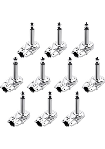 10PCS 90 Degree Dik Açı 6.35 mm Mono 2 Kutup Jakı Fişi 6.35MM Gitar Phono Gözleme 1/4 Inç Konektör, Gümüş (Yurt Dışından)