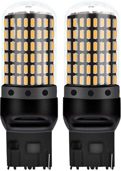 2x Araba 3014 144SMD Canbus T20 7440 W21W Dönüş Sinyali Işıkları Için LED Ampuller Park Fren Lambası Ters Işıklar Sarı (Yurt Dışından)