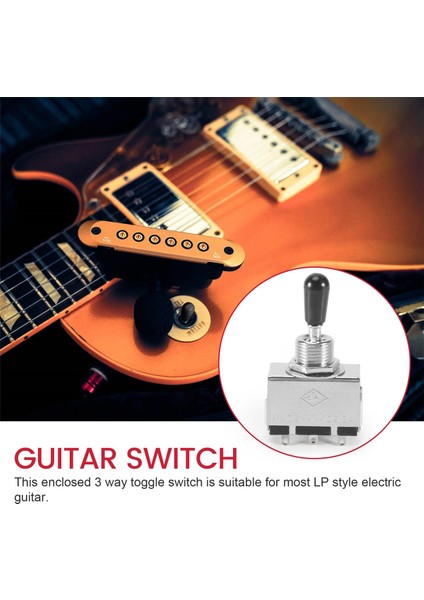 1pc Gitar 3 Yollu Geçiş Anahtarı, Metal Kapalı 3 Yollu Seçici Anahtar, Siyah Uç Düğmesi ile Lp Tarzı Elektro Gitar Için (Yurt Dışından) fırsatları