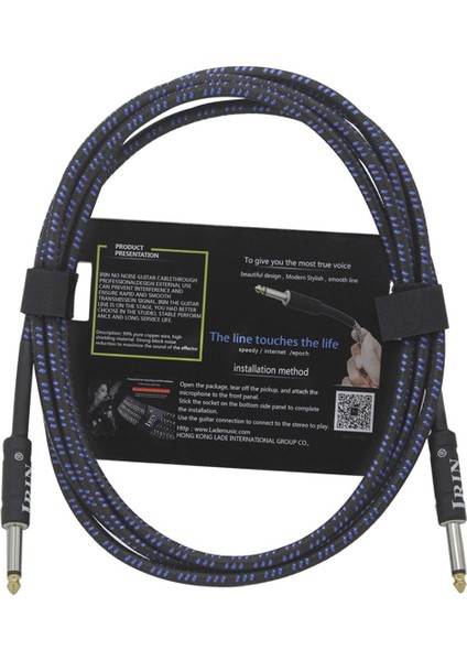 Irin Gitar Kablosu Müzik Aleti Kablosu Elektrik Kutusu Bas Ses Kablosu Örgülü Gürültü Azaltma Kablosu (6 Metre) Mavi ve Siyah (Yurt Dışından)