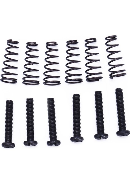 6 Adet Elektro Gitar Tremolo Köprü Ipi Saddles Montajı Ayar Konik Yay ve Vidaları Siyah (Yurt Dışından)