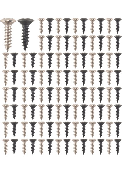 200 Parçalı Bas ve Gitar Pickguard Montaj Vidaları Çizik Tabak, Gümüş ve Siyah (Yurt Dışından) modelleri