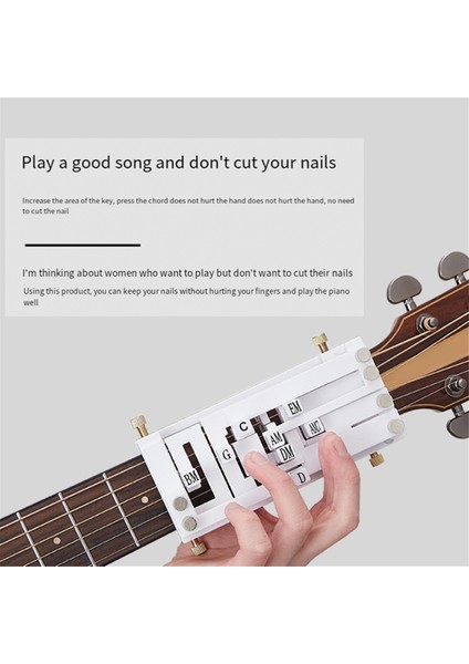 Gitar Folk Klasik Akor Yardım Tek Anahtarlı Cihaz Düğmesi Anahtar Baskısı Otomatik Yardım Çocuklar Için Yeni Başlayanlar Beyaz (Yurt Dışından) indirimleri