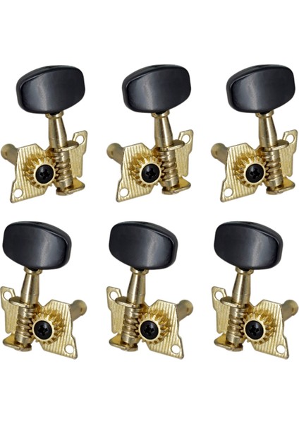6pc Sol Sol Gitar Ayarlanması Bakanlar Açık Makine Başlıkları Kare Düğme Altın Akustik Folk Gitar Ayarlama Peg Parçaları Altın+Siyah (Yurt Dışından)