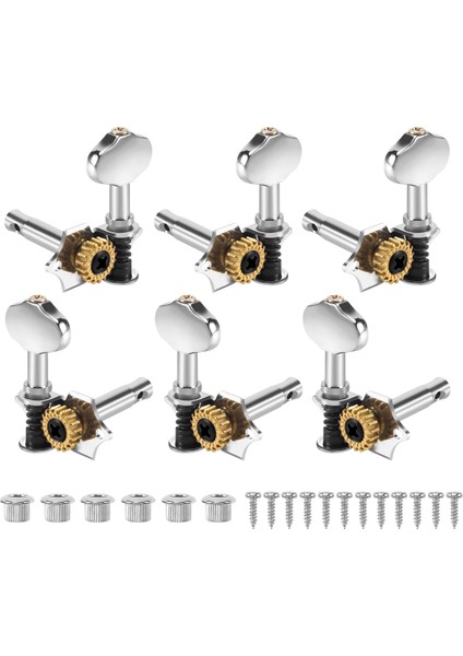 3L3R 6pcs 1:18 Gitar String Tuning Pegs Tuner Makine Başlıkları Akustik Veya Elektro Gitar Gümüşü Için Ayar Anahtarları (Yurt Dışından)