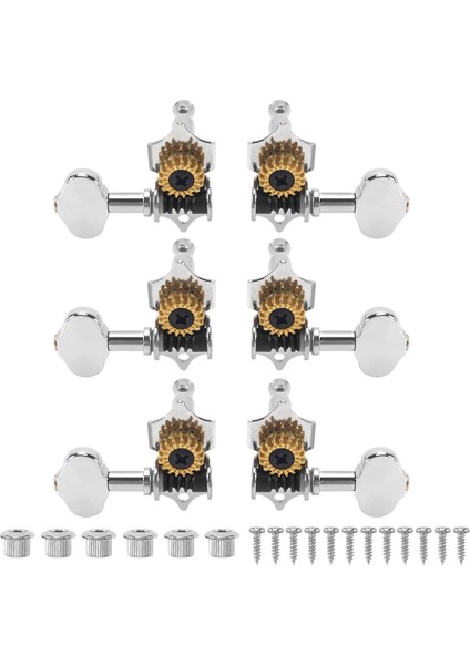 3L3R 6pcs 1:18 Gitar String Tuning Pegs Tuner Makine Başlıkları Akustik Veya Elektro Gitar Gümüşü Için Ayar Anahtarları (Yurt Dışından) modelleri