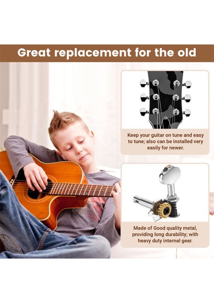 3L3R 6pcs 1:18 Gitar String Tuning Pegs Tuner Makine Başlıkları Akustik Veya Elektro Gitar Gümüşü Için Ayar Anahtarları (Yurt Dışından) indirimleri
