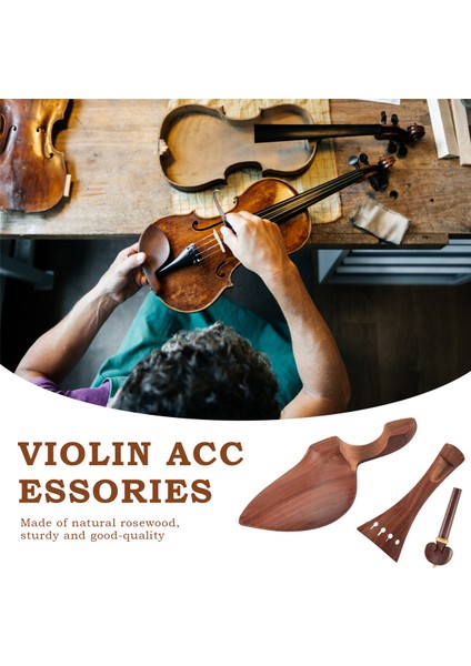 4/4 Keman Kiti Tam Boyut Keman Aksesuarları Gülağacı Keman Pap Tail Piece Chin Rest End Pin (4/4) (Yurt Dışından) fırsatları