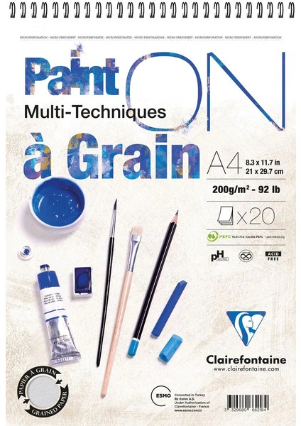 Paint'on Çok Amaçlı Eskiz Çizim Defteri Üstten Spiralli 200 Gr. A4 20 Yp.