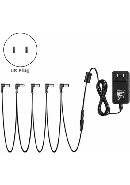Gitar Pedalı Güç Kaynağı Adaptörü 9V Dc Uç Negatif 5 Yollu Gitar Etkisi Pedalı Için Daisy Zincir Kablolar.us Fişi (Yurt Dışından) indirimleri