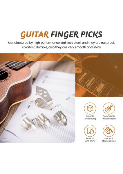 4pcs Metal Başparmak Parmak Gitar Paslanmaz Çelik Gitar Seçimleri Akustik Gitar Banjo Ukulele (Yurt Dışından) fırsatları