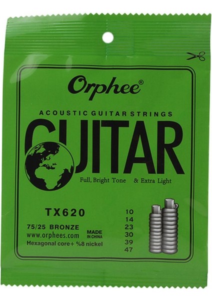 Orphee 6pcs/set Akustik Gitar Ip Altıgen Çekirdek+% 8 Nikel Dolu, Bronz Parlak Ton ve Ekstra Işık Ekstra Işık Orta TX620 (Yurt Dışından) fırsatları