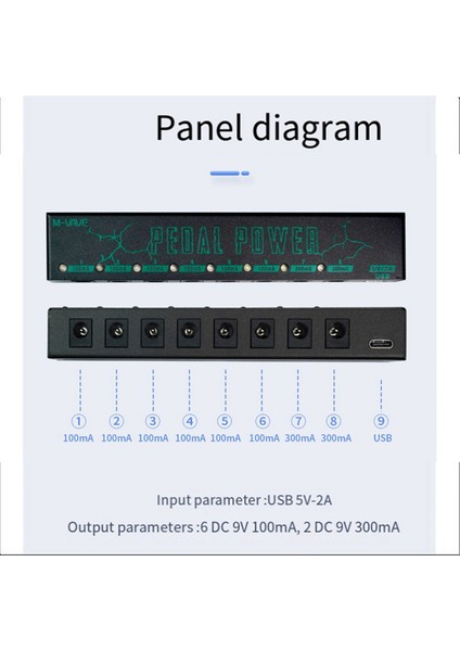 M-Vave Gitar Etkisi Pedal Güç Kaynağı 8 Izole Dc Çıkışları/ 9V ​​koruma Gitar Aksesuarları Için 5V USB Çıkışı (Yurt Dışından)
