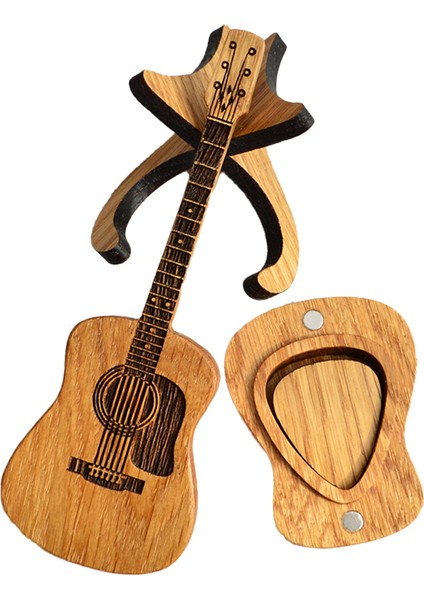 Stand ile Ahşap Gitar Seçme Çantası, 3 Benzersiz Gitar Seçme Kılıfı, Gitar Şekli Gitar Seçim Kılıfı (Yurt Dışından)