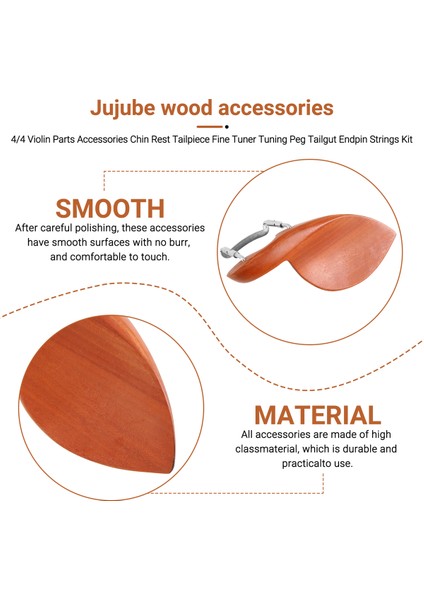 4/4 Keman Parçaları Aksesuarları Çene Dinlenme Kuyruk Parçası Ince Tuner Ayarlama Peg Tailgut Endpin Dizeleri Kiti (Yurt Dışından) fırsatları