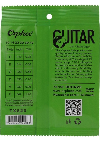 Orphee 6pcs/set Akustik Gitar Ip Altıgen Çekirdek+% 8 Nikel Dolu, Bronz Parlak Ton ve Ekstra Işık Ekstra Işık Orta TX620 (Yurt Dışından) indirimleri