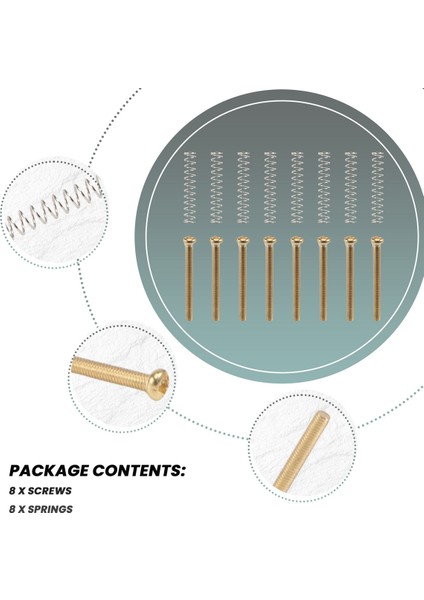 8 Pcs M2.5X32MM Elektro Gitar Humbucker Pikapları Yükseklik Vidasını ve Yayını Ayarla - Pitch 0.4mm - Altın (Yurt Dışından) indirimleri