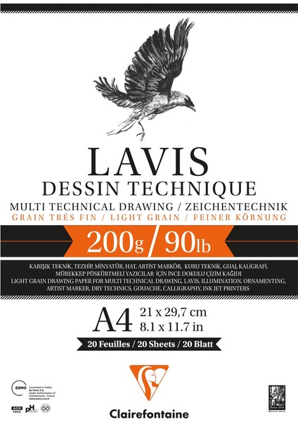 Lavis Multi Teknik Eskiz Çizim Defteri 200 Gr. A4 20 Yp.