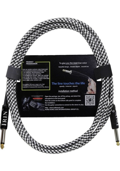 Irin Gitar Kablo Dizisi Enstrüman Aksesuarları Gürültüsüz Sessiz Sesli Gürültü Azaltma Kablosu (10M) Siyah Beyaz (Yurt Dışından)