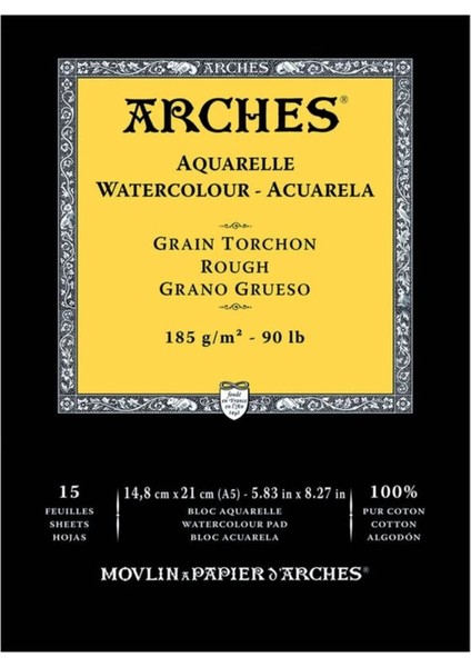 Sulu Boya Defteri Blok Rough - Kalın Doku 185 Gr. 15X21 Cm. 15 Yaprak