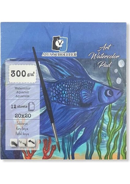 Art Watercolour Pad Sulu Boya Defteri Blok 300 Gr. 20X20 Cm. 12 Yaprak