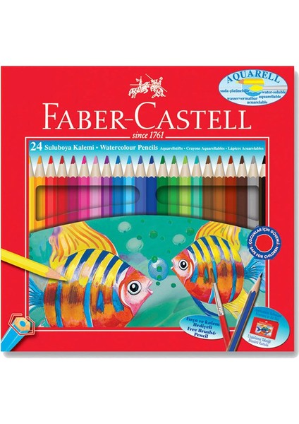 Aquarell Kuru Sulu Boya Kalemi Seti 24 Renk Karton Kutu