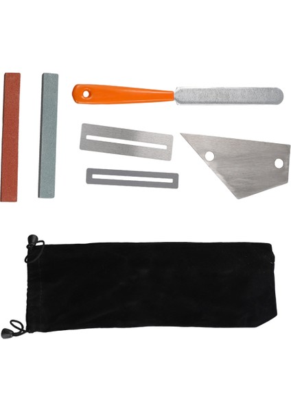 Gitar Luthier Araç Kiti 1 Adet Gitar Fret Luthier Dosyasını Taçlandıran Luthier Dosyası, 1 Pcs Paslanmaz Çelik Fret Rocker, 2 Pcs Klavye Koruma Koruyucu ve Gitar Için 2 Taşlama Taşı (Yurt Dışından)