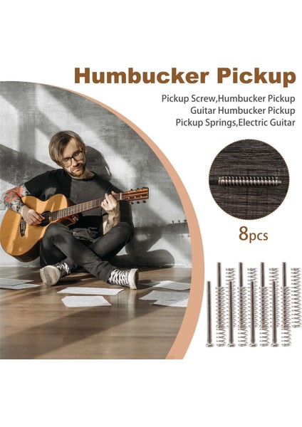 8 Pcs M2.5X32MM Elektro Gitar Humbucker Pikapları Yükseklik Vidasını ve Yayını Ayar - Pitch 0.4mm - Gümüş (Yurt Dışından) fırsatları