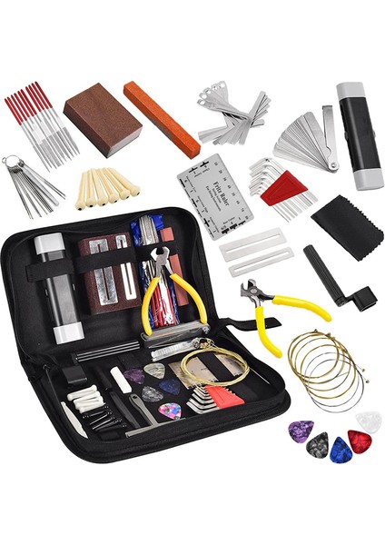 72PCS Gitar Aracı Kiti Onarım Bakım Araçları String Action Cetvel Gitar Köprüsü Pimleri Dizeler Taşıma Çantası ile Seçimler (Yurt Dışından)