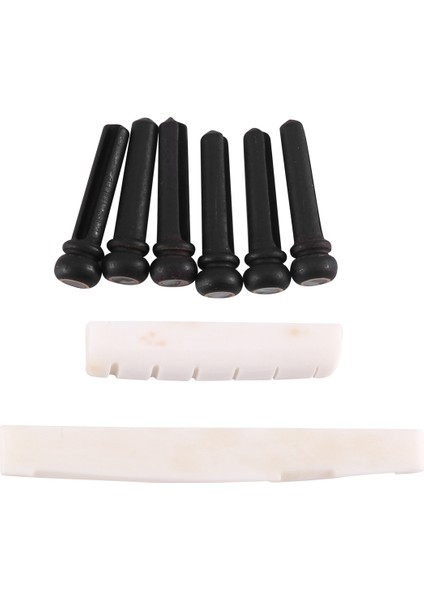 6 Dize Akustik Gitar Kemik Köprüsü Eyer ve Fındık ve 6 Pcs Ebony Gitar Köprüsü Pimleri Beyaz+Siyah (Yurt Dışından) modelleri