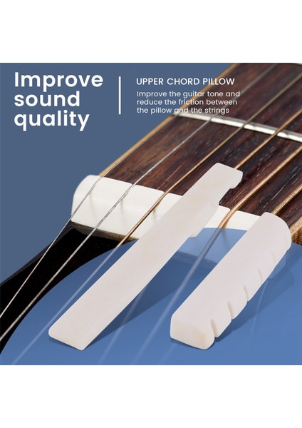 6 Dize Akustik Gitar Kemik Köprüsü Eyer ve Fındık ve 6 Pcs Ebony Gitar Köprüsü Pimleri Beyaz+Siyah (Yurt Dışından) indirimleri