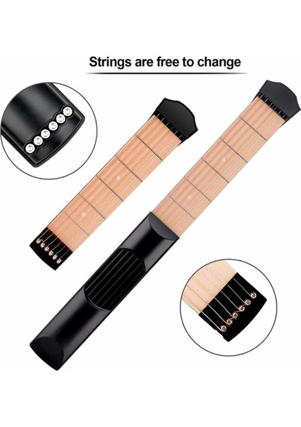Taşınabilir Cep Gitar Eğitmeni 6-String 6-Fret Ahşap Boyun Akor Uygulama Aracı Yeni Başlayanlar (Yurt Dışından) fırsatları