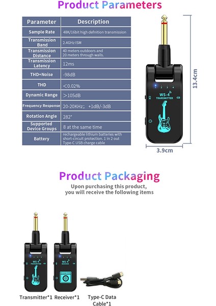 Yeni 2.4g Guitar Kablosuz Alıcı -Veren Elektrikli Blow Piles Ses Şanzıman Alıcı -Veren 8 Kanal Süre 10 Saat B (Yurt Dışından) modelleri