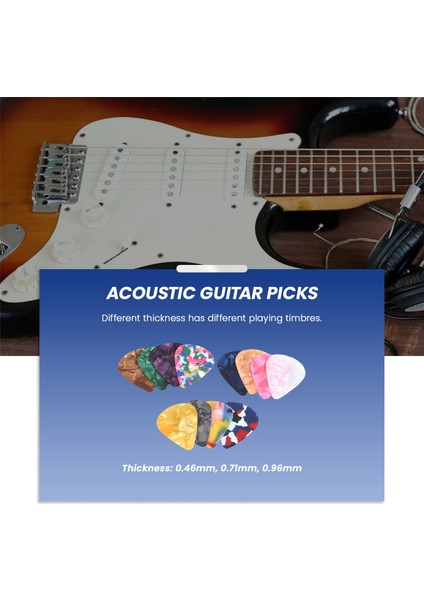 60 Paket Soyut Sanat Renkli Gitar Seçimleri, Bas, Electric ve Akustik Gitarlar Için Eşsiz Gitar Hediyesi 0,46 Mm, 0.71MM, 0.96MM Içerir (Yurt Dışından) fiyatları