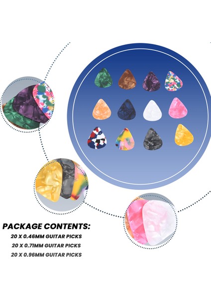 60 Paket Soyut Sanat Renkli Gitar Seçimleri, Bas, Electric ve Akustik Gitarlar Için Eşsiz Gitar Hediyesi 0,46 Mm, 0.71MM, 0.96MM Içerir (Yurt Dışından) indirimleri