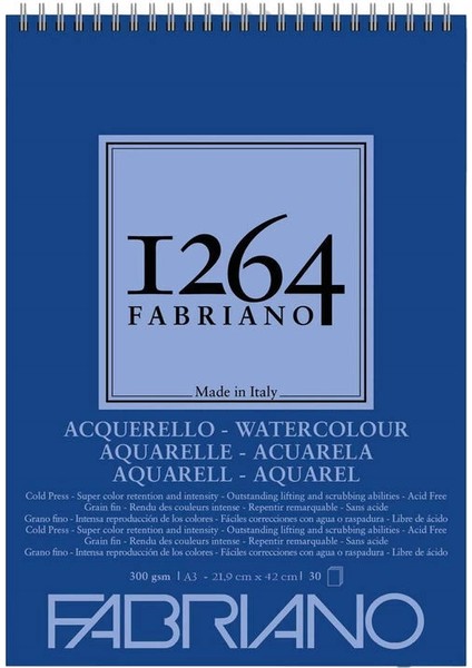 1264 Watercolour Pad Üstten Spiralli Sulu Boya Defteri 300 Gr. A3 30 Yaprak