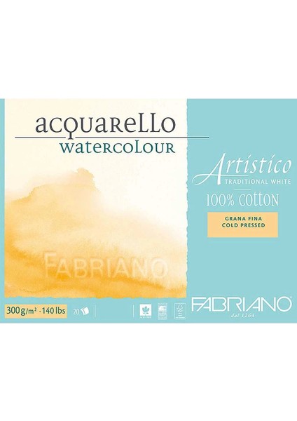 Artistico Traditional White Sulu Boya Defteri Soğuk Baskı - Orta Doku 300 Gr. 18X26 Cm. 12 Yaprak