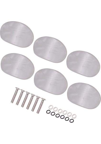 6 Adet Beyaz Inci Gitar Ayarlama Mandalları Tuşlar Düğmesi Tuner Makine Kafaları Premium Ayarlama Anahtar Düğmesi Kapak Kolları Tutam Kapağı (Yurt Dışından)