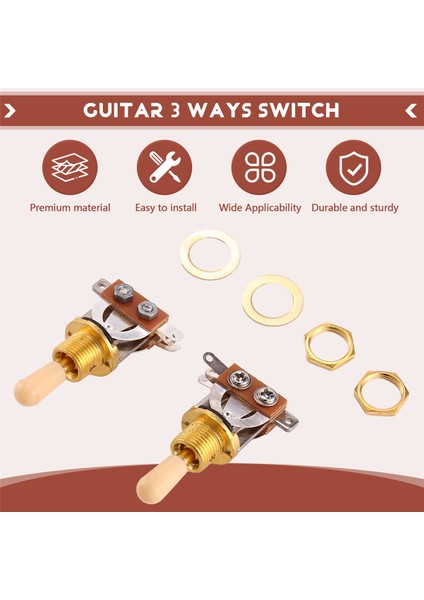 Metrik 3 Yolu Kısa Düz Gitar Geçiş Anahtarı Pikap Seçici Gibson Epiphone Les Paul Elect Gitar, Gold &amp; Bej (Pack Of 2) (Yurt Dışından) fırsatları