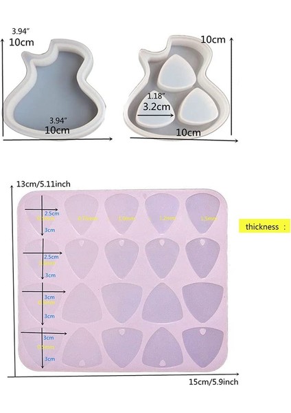 Gitar Seçtikleri ve Kutular Reçine Kalıp Silikon Spectrums Kalıp Dıy Gitar Bass Başparmak Parmak Seçimleri, A (Yurt Dışından) fiyatları