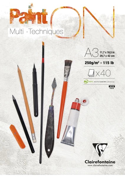 Paint'on Multi-Techniques Karışık Teknik Eskiz Çizim Defteri 250 Gr. A3 50 Yp.