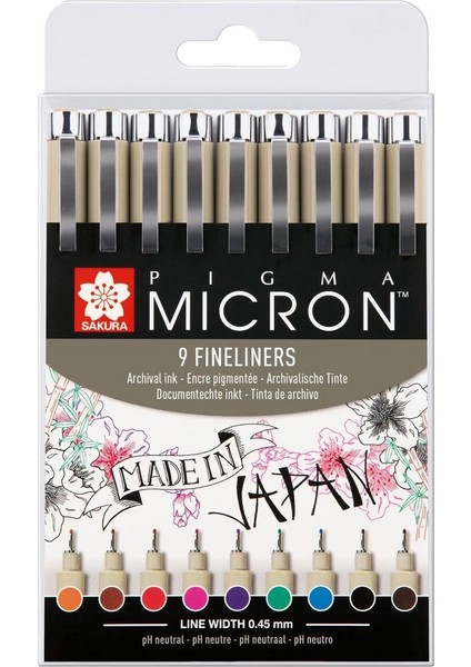 Pigma Micron 9 Fineliners 0.5 Çizim Kalemi Seti 9 Renk